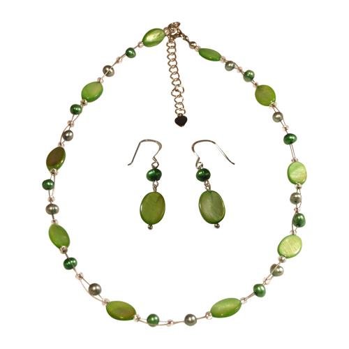 Shell, pearl, and stone jewelry set