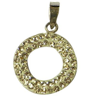 Glitter ball, approx. 19mm Ø, women's pendant with silver/round pendant, setting made of 925 sterling silver 