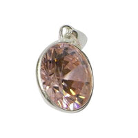 Load image into Gallery viewer, rund rosa pink Zirkonia Glitzer Anhänger facettiert 10 mm Rand 925er Sterling Silber
