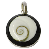 Cargar imagen en el visor de la galería, Shivaauge Silberanhänger 23 mm schwarz rund Anhänger 925er Sterling Silber Shiva Auge Damen Schmuck
