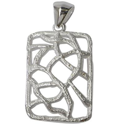 Silver pendant, rectangular, matte/glossy, grooved, 925 sterling silver, women's necklace pendant 