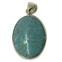 Load image into Gallery viewer, Damen Anhänger, Anhänger mit Howlith in 925 Sterling Silber eingefasst, ca.25 x 20 mm
