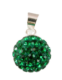 Load image into Gallery viewer, Glitzerkugel Emerald dunkel grün 8 mm Kristall Silberanhänger Anhänger 925er Silber Glitzer Schmuck
