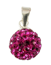 Load image into Gallery viewer, Glitzerkugel pink magenta 8 mm Kristall Silberanhänger Anhänger 925er Silber Damen Glitzer Schmuck
