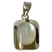 Load image into Gallery viewer, Perlmutt Anhänger Rechteck 17 mm 925er Sterling Silber abgerundet breiter Rand
