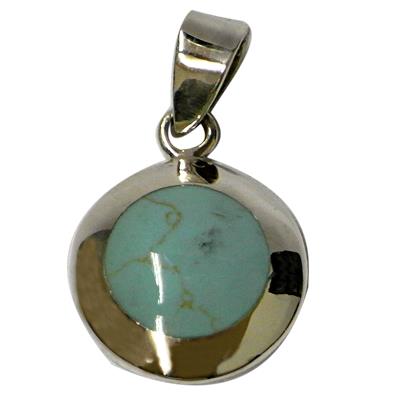 Damen Anhänger, Silber Anhänger mit synthetischem Türkis, 925 Sterling Silber, ca. 15 mm Ø