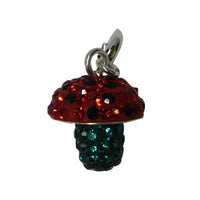 Load image into Gallery viewer, Pilz Glitzerkugel Damen Anhänger rot grün Kristalle ca. 12mm Ø Fassung 925er Sterlingsilber
