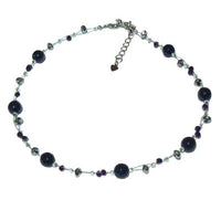 Load image into Gallery viewer, Achat Kette Damen Glasperlen Perlen Glitzer Waben Kugeln lila nickelfrei Karabiner
