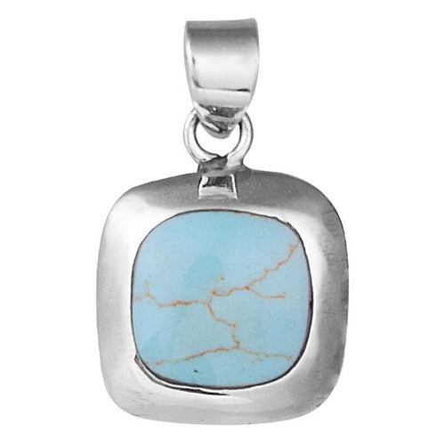 Howlith Türkis Quadrat abgerundet Anhänger Stein 925er Sterling Silber Damen Schmuck
