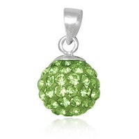 Cargar imagen en el visor de la galería, Glitzerschmuckset Peridot hell grün Kristall Glitzerkugel Anhänger Ohrringe Zirkonia 925 Silber
