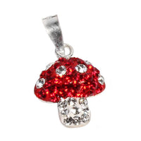 Load image into Gallery viewer, Glitzer Kristall Silberanhänger Fliegenpilz rot weiß Anhänger 925er Silber Damen Schmuck
