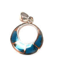 Load image into Gallery viewer, Silberanhänger blau rund Loch Streifen Anhänger Türkis 925er Sterling Silber Damen Kette
