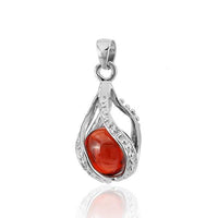 Cargar imagen en el visor de la galería, Zirkonia Anhänger Silberschmuck 925er Sterling Silber Fassung Zirkonia Kristall rot Kugel
