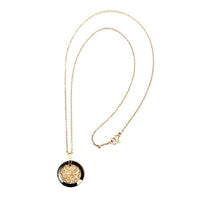 Load image into Gallery viewer, Ketten Halskette Edelstahl nickelfrei Damen Anhänger Keramik Ring schwarz Platte Muster

