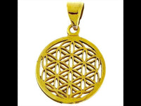 Load image into Gallery viewer, Messing Brass Anhänger Blume des Lebens antik gold silber Kette flower of life
