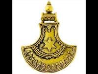 Load image into Gallery viewer, Messing Anhänger Axt Kopf 51 mm Zacken Stern antik golden Kette Tribal nickelfrei Brass Schmuck
