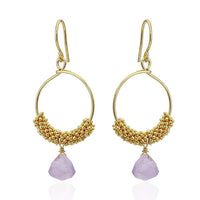 Cargar imagen en el visor de la galería, Set Kette Ohrringe 18 karat vergoldet lila Stein Ringe Blumen nickelfrei facettiert gold
