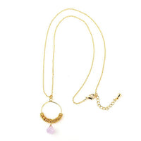 Cargar imagen en el visor de la galería, Set Kette Ohrringe 18 karat vergoldet lila Stein Ringe Blumen nickelfrei facettiert gold
