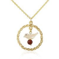 Load image into Gallery viewer, Kette 18 karat vergoldet Vogel Perlmutt Zopf Ring Singapurkette Stein nickelfrei Karabiner
