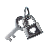 Load image into Gallery viewer, Silberanhänger Schloss Herz Schlüssel Anhänger Sterling Silber 925er nickelfrei
