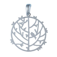 Load image into Gallery viewer, Silberanhänger matt rund Baum Vogel nickelfrei Anhänger Sterling 925 Silber
