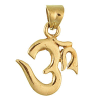 Load image into Gallery viewer, Messing Brass Anhänger Om glänzend antik golden Kette Tribal nickelfrei 24 mm Bronze
