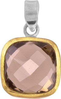 Load image into Gallery viewer, Silberanhänger Quadrat Rauchquarz facettiert vergoldet 925er Sterling Silber Stein braun Anhänger

