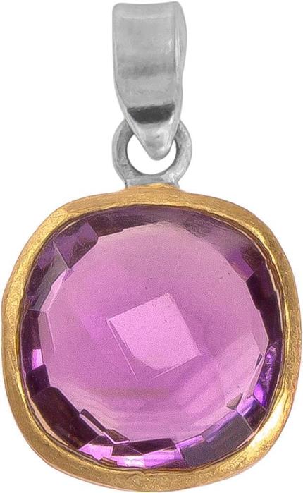 Silberanhänger Quadrat Amethyst facettiert vergoldet 925er Sterling Silber Stein lila Anhänger