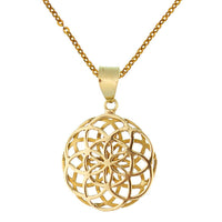 Load image into Gallery viewer, Messing Brass Anhänger Blume des Lebens antik gold silber Kette flower of life
