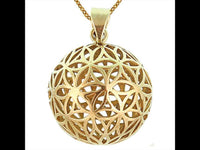 Load image into Gallery viewer, Messing Brass Anhänger Blume des Lebens antik gold silber Kette flower of life
