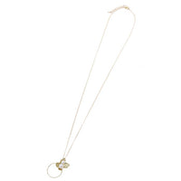 Cargar imagen en el visor de la galería, Brass Kette goldfarben Kreis Blütenblätter Perlen weiß ca. 46cm Länge
