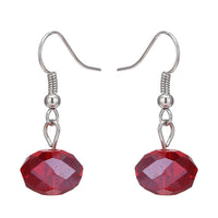 Load image into Gallery viewer, Schmuckset Damen Kette rot Steine silberfarben Ohrringe Perlen flach  rund 50 cm Karabiner
