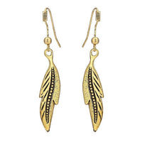 Load image into Gallery viewer, Brass Schmuckset goldfarben Kette Federn Ohrringe verstellbar
