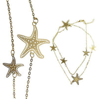 Load image into Gallery viewer, Messing Kette golden fein eingearbeitete Seesterne dünn filigran 93 - 98 cm
