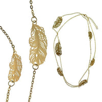 Load image into Gallery viewer, Messing Kette golden fein eingearbeitete Federn dünn filigran 93 - 98 cm
