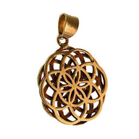 Load image into Gallery viewer, Messing Brass Anhänger Blume des Lebens antik gold silber Kette flower of life
