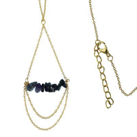 Load image into Gallery viewer, Messing Kette golden fein Anhänger Kettchen Howlith Onyx Amethyst aufgefädelt 61-66 cm
