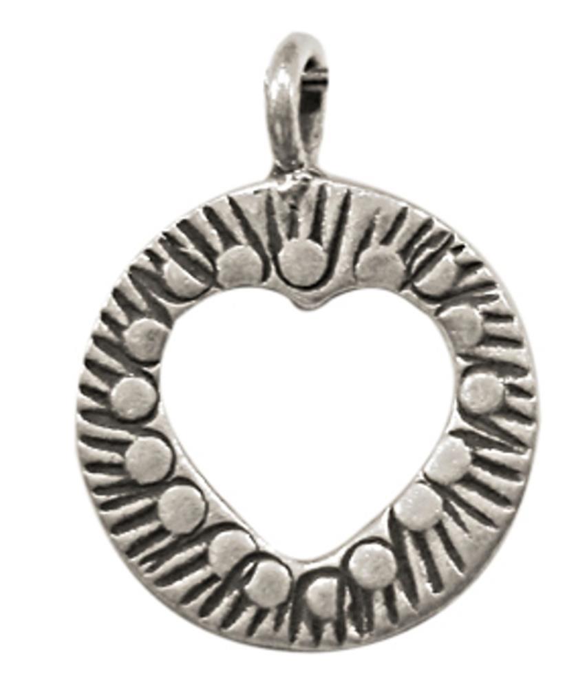 Silberanhänger rund Rillen Punkte Herz Unisex Anhänger Sterling Silber 925er Kette