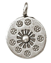 Load image into Gallery viewer, Silberanhänger Kreis Blume 13 mm flach Anhänger Sterling Silber 925er Unisex Schmuck
