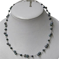 Cargar imagen en el visor de la galería, Perlen Halskette Glasperlen grau grün lila 42- 48 cm
