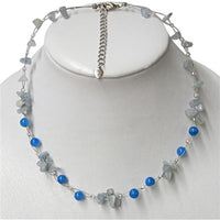 Load image into Gallery viewer, Perlen Halskette blau türkis Steinsplitter Bündel 42-48cm
