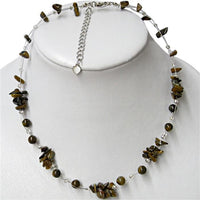 Load image into Gallery viewer, Halskette Perlen Stein Splitter Bündel Tigerauge braun
