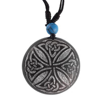 Load image into Gallery viewer, Holzkette silbern Gravur Türkis Stein Sonoholz Baumwolle verstellbar unisex
