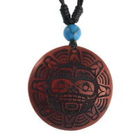 Load image into Gallery viewer, Holzkette schwarz Gravur Türkis Stein Sawoholz Baumwolle verstellbar unisex
