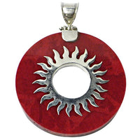 Cargar imagen en el visor de la galería, Korallenanhänger 3 cm Ø Silberanhänger Anhänger Koralle 925er Sterling Silber Damen Schmuck rund Sonne
