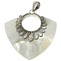 Load image into Gallery viewer, Perlmutt-Anhänger, pfeilförmiger Damenanhänger aus 925er Sterlingsilber mit Perlmutt und Silberverzierung, ca. 35 x 40mm
