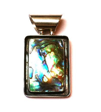 Load image into Gallery viewer, Abalone Perlmutt Muschel Silberanhänger Anhänger Kette 925er Sterling Silber Unisex Schmuck Rand eckig
