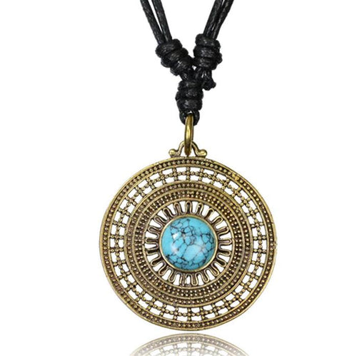 Kette Brass Baumwolle schwarz Anhänger Muster antik golden