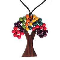 Load image into Gallery viewer, Halskette Holzperlen Holz Baum des Lebens verstellbar Baumwolle bunt 85 mm
