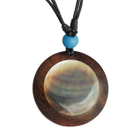 Load image into Gallery viewer, Holzkette Perlmutt verstellbar Baumwolle Black Shell Muschel Kette Holz rund
